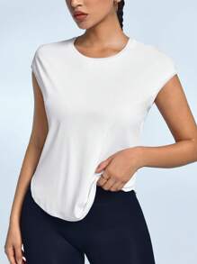 Easithlete Áo lưới thể thao nữ tay ngắn, thiết kế lưng - trắng - Xem 2