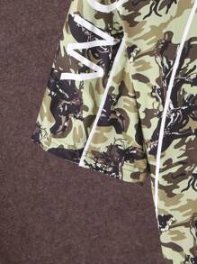 Conjunto de camiseta e shorts casual de basquete com estampa de camuflagem para adolescentes, roupa esportiva de moda de rua, 2 peças - Multicolorido - Visão 4