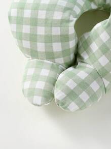 SHEIN Baby Mädchen Grüner modischer Kurzarm-Romper mit Karomuster Muster kurzem Hosen, Hut & Schal, lässiges Home- Kleidungsset