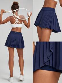 GLOWMODE FeatherFit™-Air Pleated Asymmetrical Pocket Anti-Slip Skirt With Built-In Shorts Light Support Low Impact Tennis Golf Quick Dry Moisture Wicking