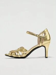 Fashionable & Comfortable Women's Hollow Out Stilettos, Sexy Peep Toe Ankle Strap Sandals, Soft Bottom Low Heels