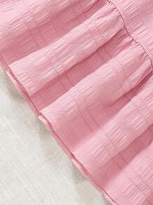 SHEIN Tween Girl Pink Textured Fabric Comfortable Casual Loose Vacation Dress,Holiday Summer Travel Summer Holiday