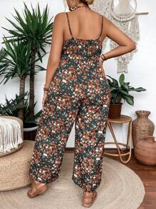 Breezaya Combinaison grande taille décontractée à imprimé fleuri et bretelles pour les vacances - Multicolore - Voir 2