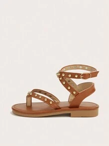 1 Pair Tangerine Roman Style Princess Sandals, All-Match