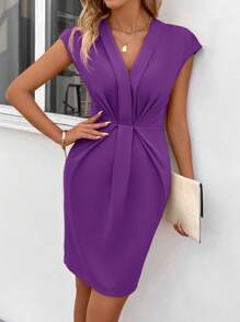 SHEIN Clasi Damen Einfarbige Simple Style V-Ausschnitt Tägliches Kleid