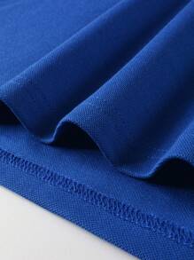 Calvornis Men's Contrast Stripe Simple Daily Polo Formal Shirt, Ceremony - Blue - View 5