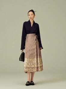 Chinese Style Woman's Exquisite Brocade Jacquard Long Skirt Based On Horse-Face Skirt With Improved Design - Purple - View 6