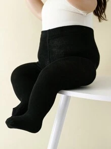 1pc Girls' Black Glossy Tights, Soft & Comfortable For Daily Wear - Black - View 2