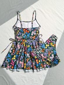 Swim Vcay 假日海滩碎花细肩带连衣裙比基尼套装夏季 - 彩色 - 查看 5