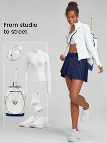 GLOWMODE FeatherFit™-Air Pleated Asymmetrical Pocket Anti-Slip Skirt With Built-In Shorts Light Support Low Impact Tennis Golf Quick Dry Moisture Wicking