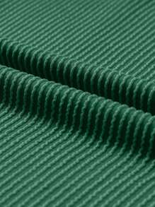 CILKOO 女士宽松扭结纹理V领短袖T恤，春夏休闲款 - 橄欖綠 - 查看 11