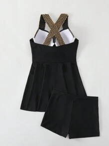 SHEIN Swim Women's Swimsuit Dress (Built-In Cups+Underwire) - Black - View 8