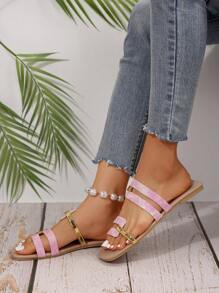 Dép nữ đế phẳng thời trang Dép thoải mái - Màu Hồng Tươi - Xem 6