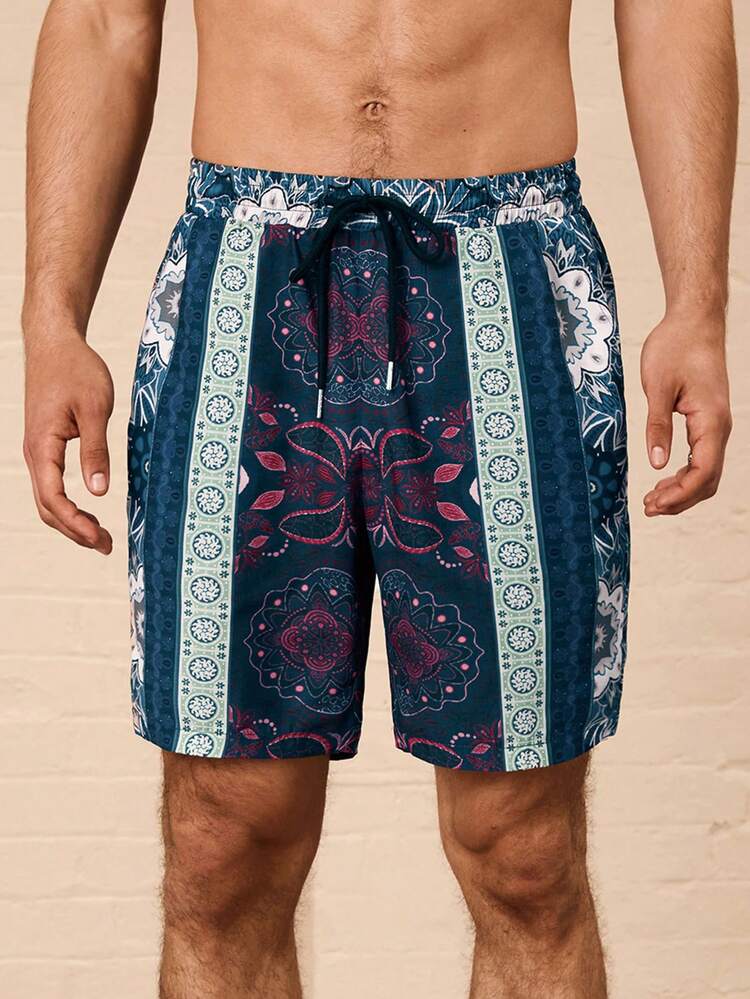 Men's Lightweight, Breathable Bohemian Print Beachwear Casual Shorts For Summer Holiday