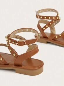 1 Pair Tangerine Roman Style Princess Sandals, All-Match