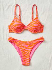 Bellisia Summer Beach Zebra Striped Underwire Bikini Set