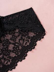 Plus Size Fantasy Elegant Lace Panties Set, 5pcs/Set Lingerie