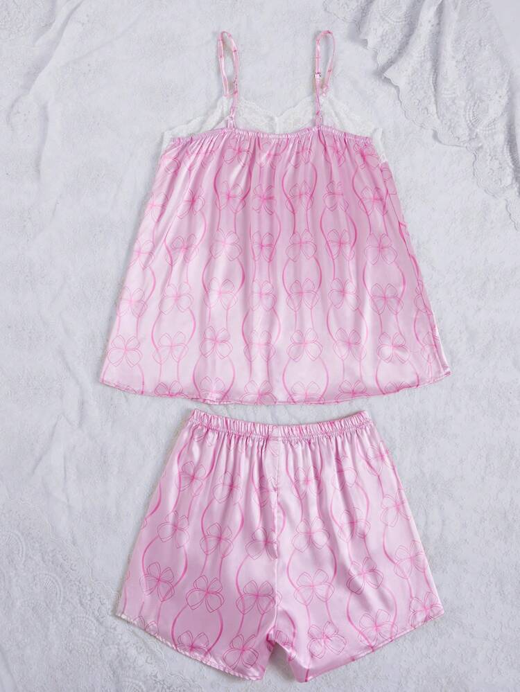 Teen Girl Pink Simple Style Elastic Fabric Camisole & Shorts Set, Casual Home Clothes