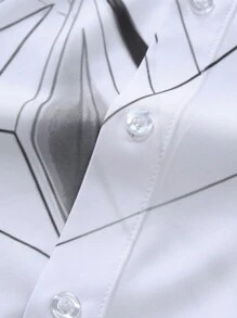 Manfinity AFTRDRK Men's Geometric Printed Casual Long Sleeve Shirt, Spring/Summer - Multicolor - View 7