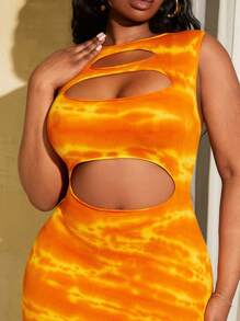 SHEIN SXY 大尺碼印花空心無袖修身夏季連衣裙 - 彩色 - 查看 3