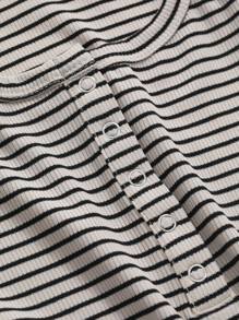 Dazy Star Women's Summer Striped & Printed Button Half-Placket Short Sleeve Casual T-Shirt,Crop Tops Women Preppy Tops - Apricot - View 8