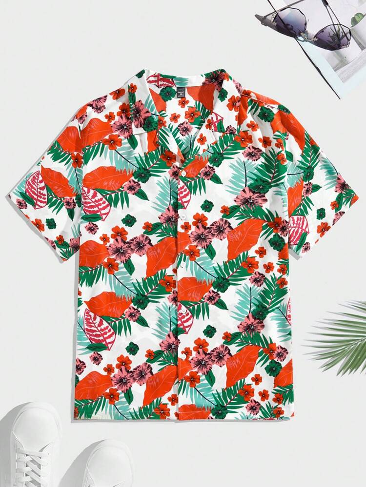 Woven Casual Short Sleeve Shirt (Plus Size)