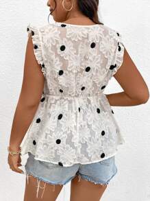 Flirla Plus Size Women's Fashion Solid Color Sleeveless V-Neck Blouse - Apricot - View 2