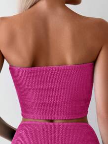 Swim Chiccia Bộ Tankini tam giác họa tiết rắn đi biển mùa hè dành cho nữ - Màu Hồng Tươi - Xem 3