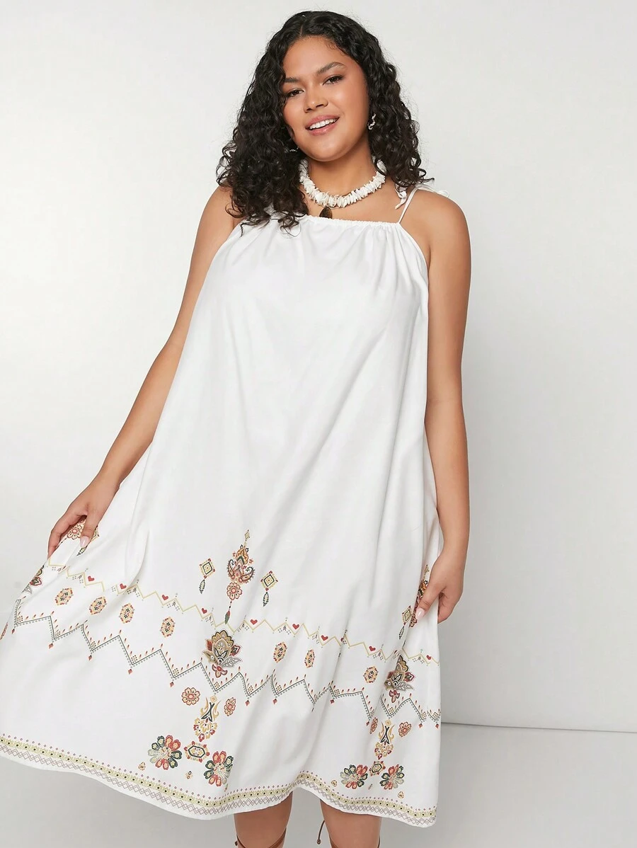 Forever 21 Summer Plus Size Women's Western Vacation Beach Dress - Apricot - View 1
