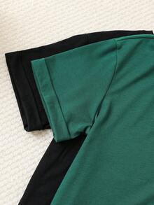 Tween Boys Phong Cách Hàn Quốc Dễ Thương Dáng Rộng Cổ Tròn Tay Ngắn Dệt Kim Áo Phông Mùa Hè, Bộ Hai Món - Nhiều màu - Xem 4