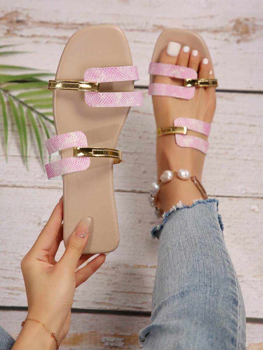 Dép nữ đế phẳng thời trang Dép thoải mái - Màu Hồng Tươi - Xem 1