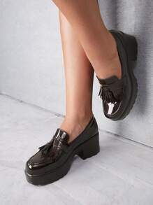 CUCCOO BIZCHIC Women Shoes Tassel Decoration Thick Soled Fashion Versatile Black Loafers Vacation Shoes Summer - Coffee Brown - View 7