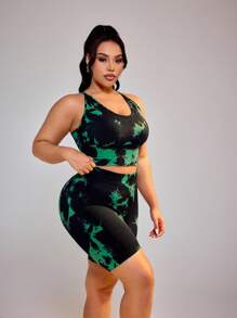 Gameset SHEIN Sport Plus Size Seamless Tie-Dye Activewear Set - Multicolor - View 6