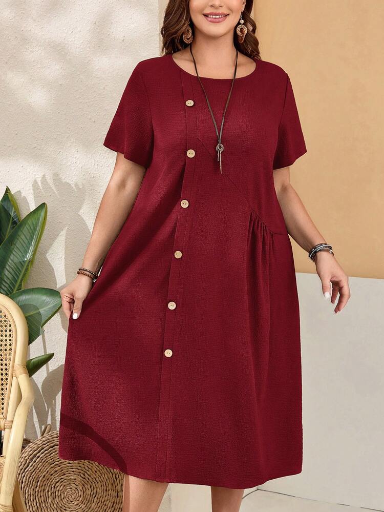 Plus Size Geometric Floral Summer Countryside Dress
