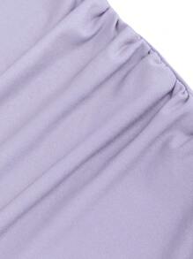 Sweetra Summer Solid Color Sleeveless Bodycon Mermaid Dress With Ruched Hem Maxi Women Outfit - Mauve Purple - View 3