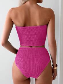 Swim Chiccia Bộ Tankini tam giác họa tiết rắn đi biển mùa hè dành cho nữ - Màu Hồng Tươi - Xem 2