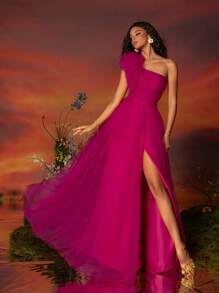 VIPGIRL Fuchsia Hostess Dress, Heavily Beaded, Ethereal & Luxurious, For Banquets, Galas, Runway, Wedding Guest Dress Party Dress Formal Dress Evening Dress,Gown - Màu Hồng Tươi - Xem 8