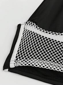 SHEIN Unity ملابس علوية صيف المرأة بقصة مقلوبة الألوان، عميقة الياقة V، ملابس علوية صدرية جذابة على العنق