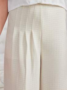 Tween Girl Loose Cute Solid Color High Waist Culottes With One-Sided Pleated Leg, Capri Length