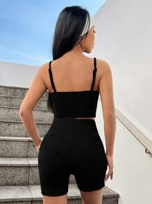 Muchica 黑色針織女式緊身背心套裝 - 黑色 - 查看 2