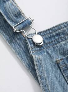 DAZY Salopette casual in denim lavato con orli sfilacciati per l'estate