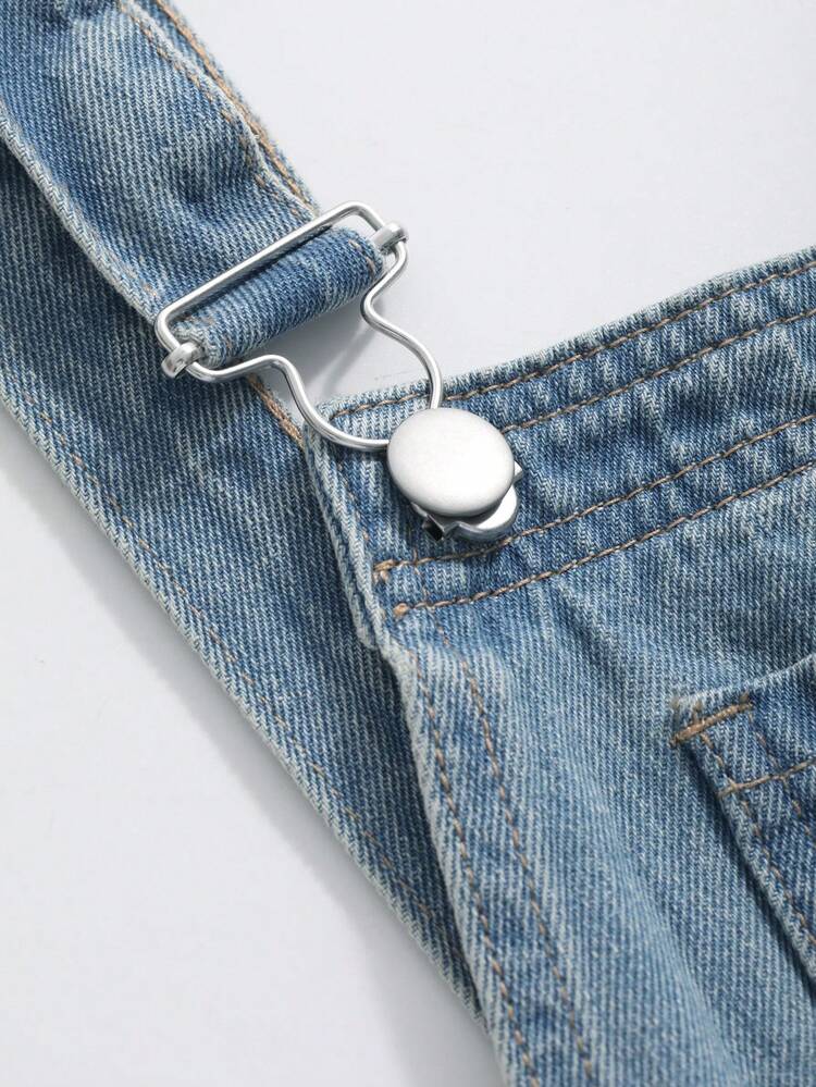 Summer Casual Washed Frayed Denim Overalls