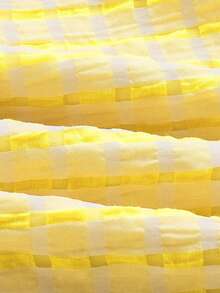 Aloruh Women's V-Neck Checkered Dress With Ruffle Trim, Halter Design - Yellow - View 4