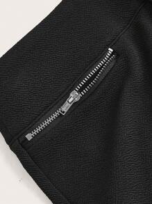 SHEIN Privé 女款日常基本優雅簡約按鈕拉鍊修身短褲 - 黑色 - 查看 10