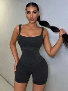 SHEIN SXY 女士綁帶方頸露背無袖連體褲，夏季緊身舒適款式