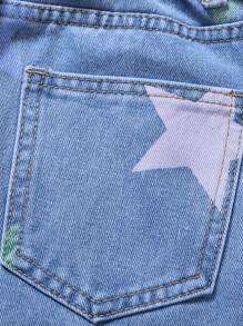 SHEIN Tween Boy Outdoor Casual Distressed Jeans With Washed Star Pattern