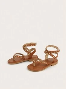 1 Pair Tangerine Roman Style Princess Sandals, All-Match