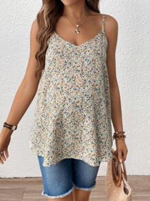 SHEIN Top de tirantes suelto con estampado floral para embarazadas para vacaciones de verano