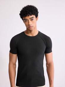 Forever 21 Men's Muscle Fit T-Shirt With Crew Neck In Black - Black - View 6