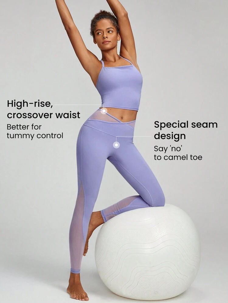 24" FeatherFit™- Crossover Mesh Leggings